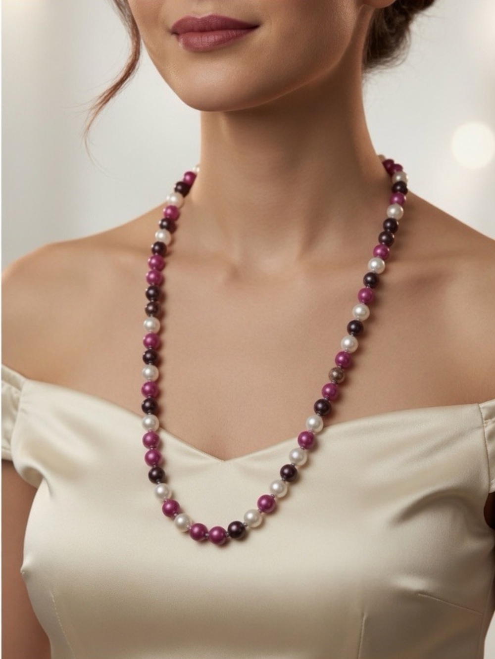 Freshwater Cultured Pearls Pink Bronze Necklace /Earrings Sterling Silver New
